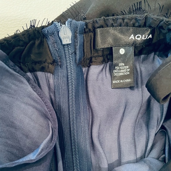 NWT (XS) Aqua popover lace inset halter long midi maxi navy black open shoulder - Picture 10 of 11